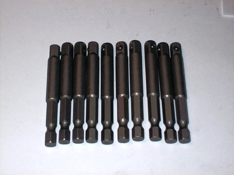10 Power Extension Bars Driver Bits Hex Shank 1/4"