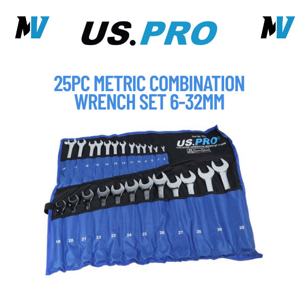 US PRO 25pc Metric Combination Spanner Wrench Set 6-32mm