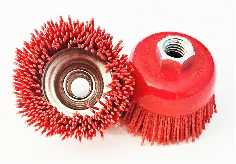 2 Nylon Infused 3" Abrasive Bristle Cup Brush Wheel - 5/8-11