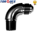 AN -8 (AN8 AN 08) to 3/8" NPT 90 Degree Swept Adapter in BLACK