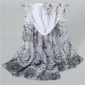 Women's Indian Style Chiffon Shawl Peony Floral Print Summer