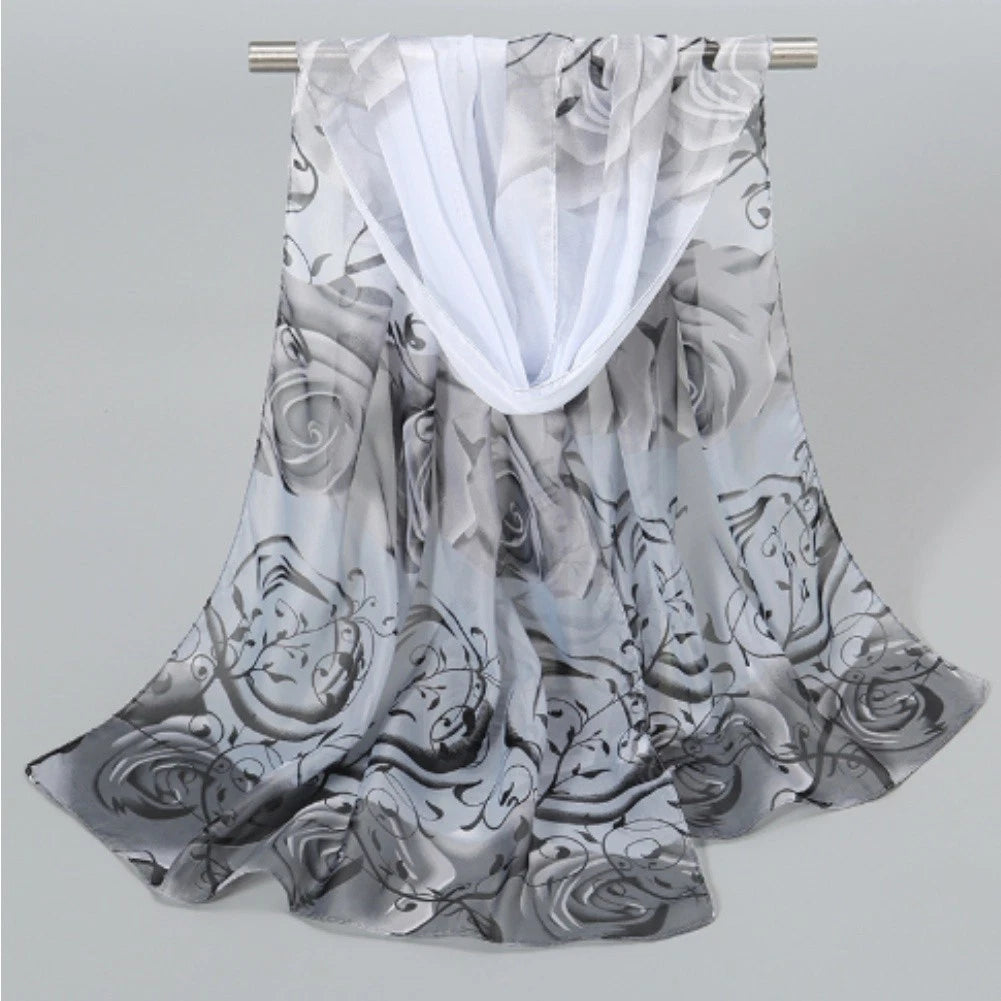 Women's Indian Style Chiffon Shawl Peony Floral Print Summer