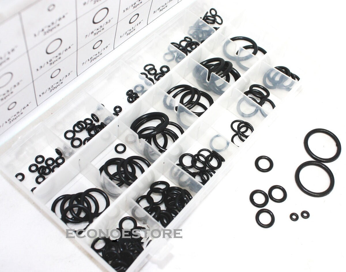 225pcs O-Ring Rubber Assortment SAE Kit Tools Hydraulics Air Gas HVAC NEW