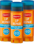 O'Keeffe's Lip Repair Balm Cooling Relief 4.2g Stick x 3 Packs