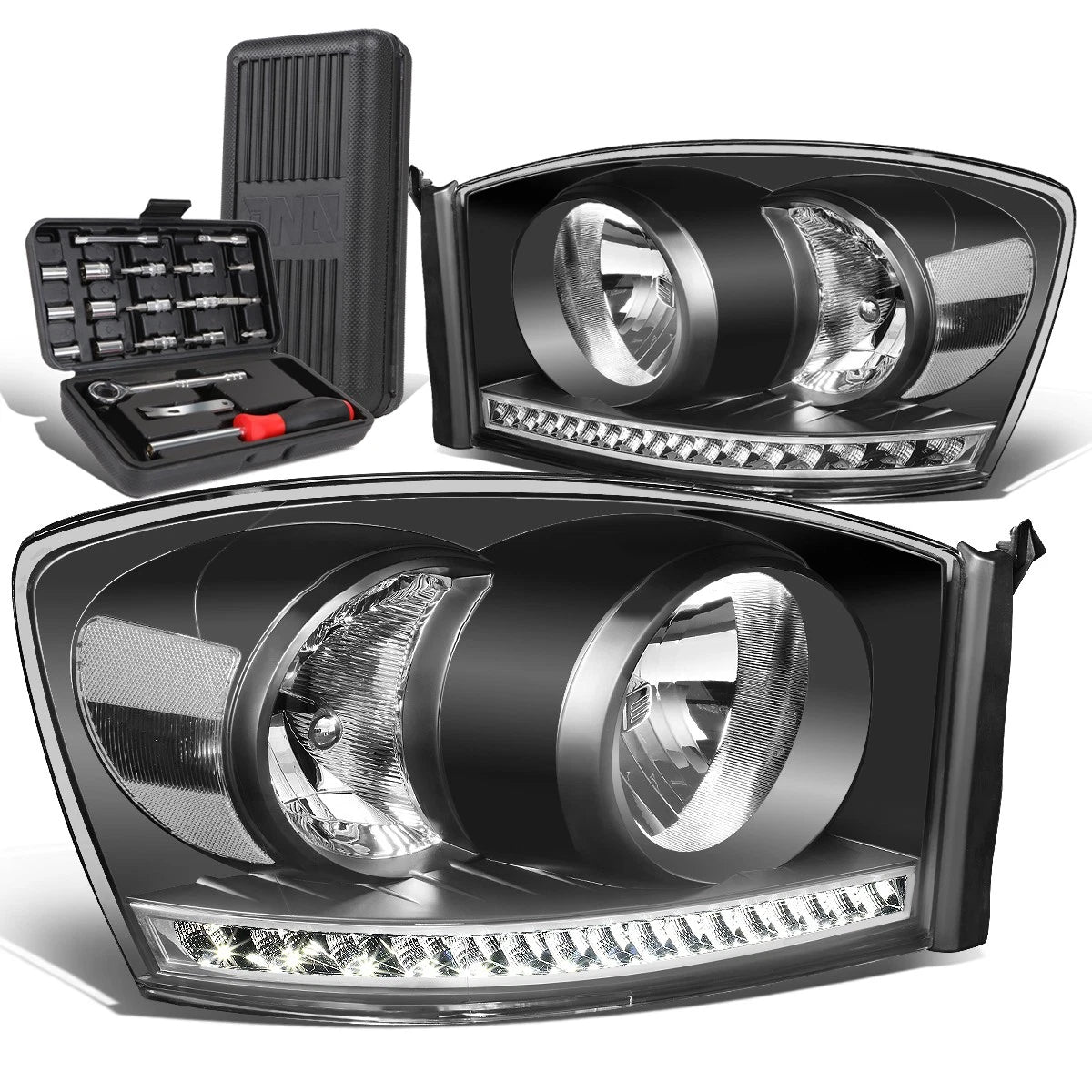 For 2006-2009 Ram Truck Led Drl Black Housing Clear | Built Supply Co