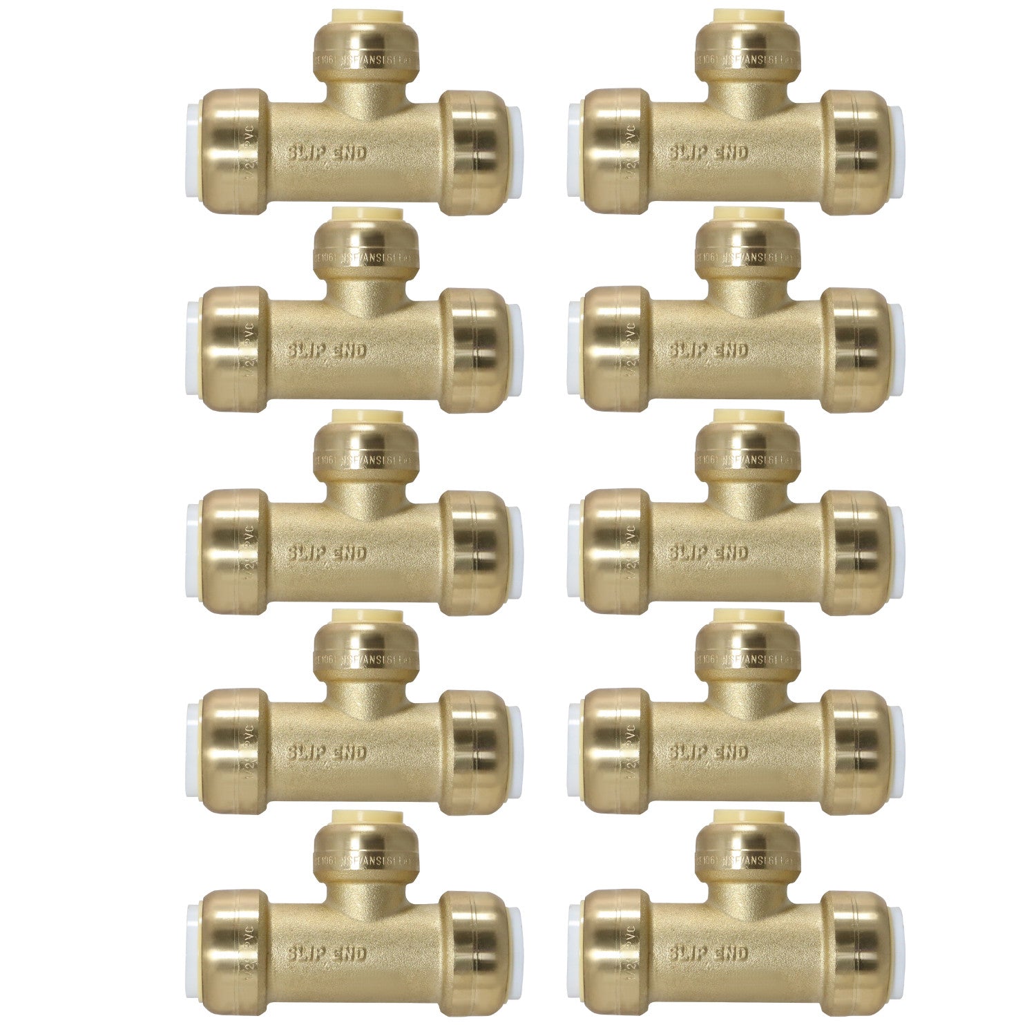 XFITTING 1/2" PVC x 1/2" PVC Push Fit Tee 10 Pack
