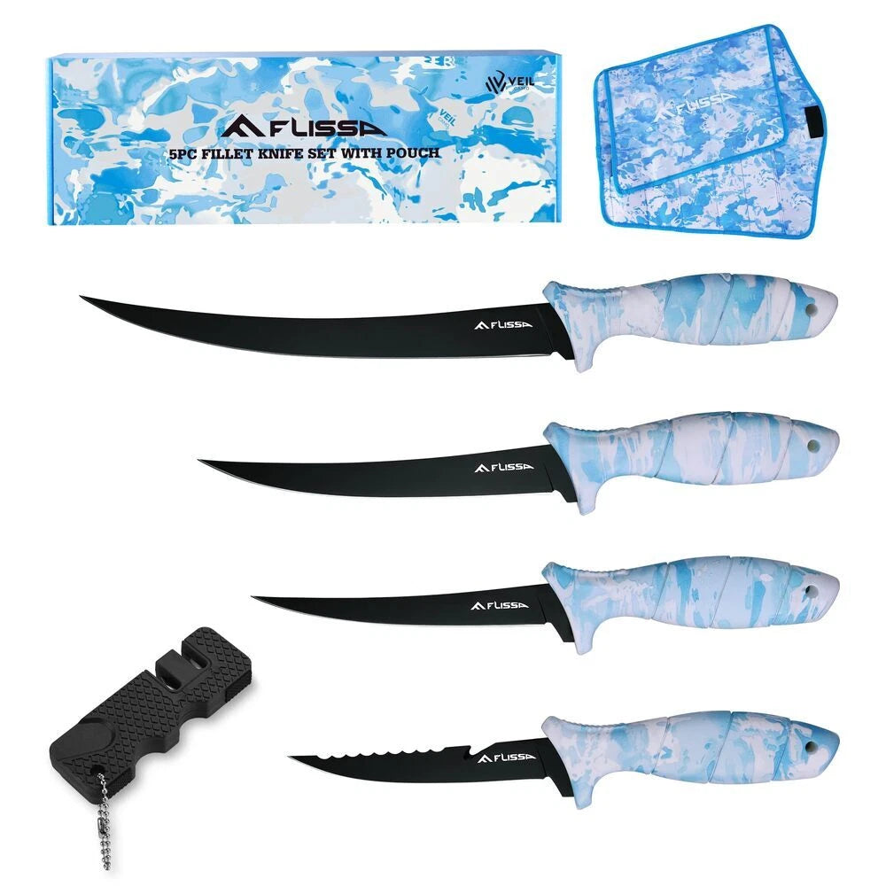 Flissa Fillet Knife Set 5"/6"/7"/9" Fillet Knife W/sharpener Sheath