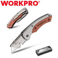 Workpro Folding Utility Knife Box Cutter Wood Handle Razor Knife Sk5