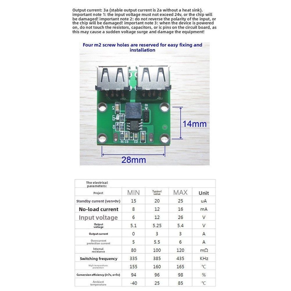 Compact 5V 3A Dual USB Step Down Module for 6V-40V Car and Solar SystemsOpens in
