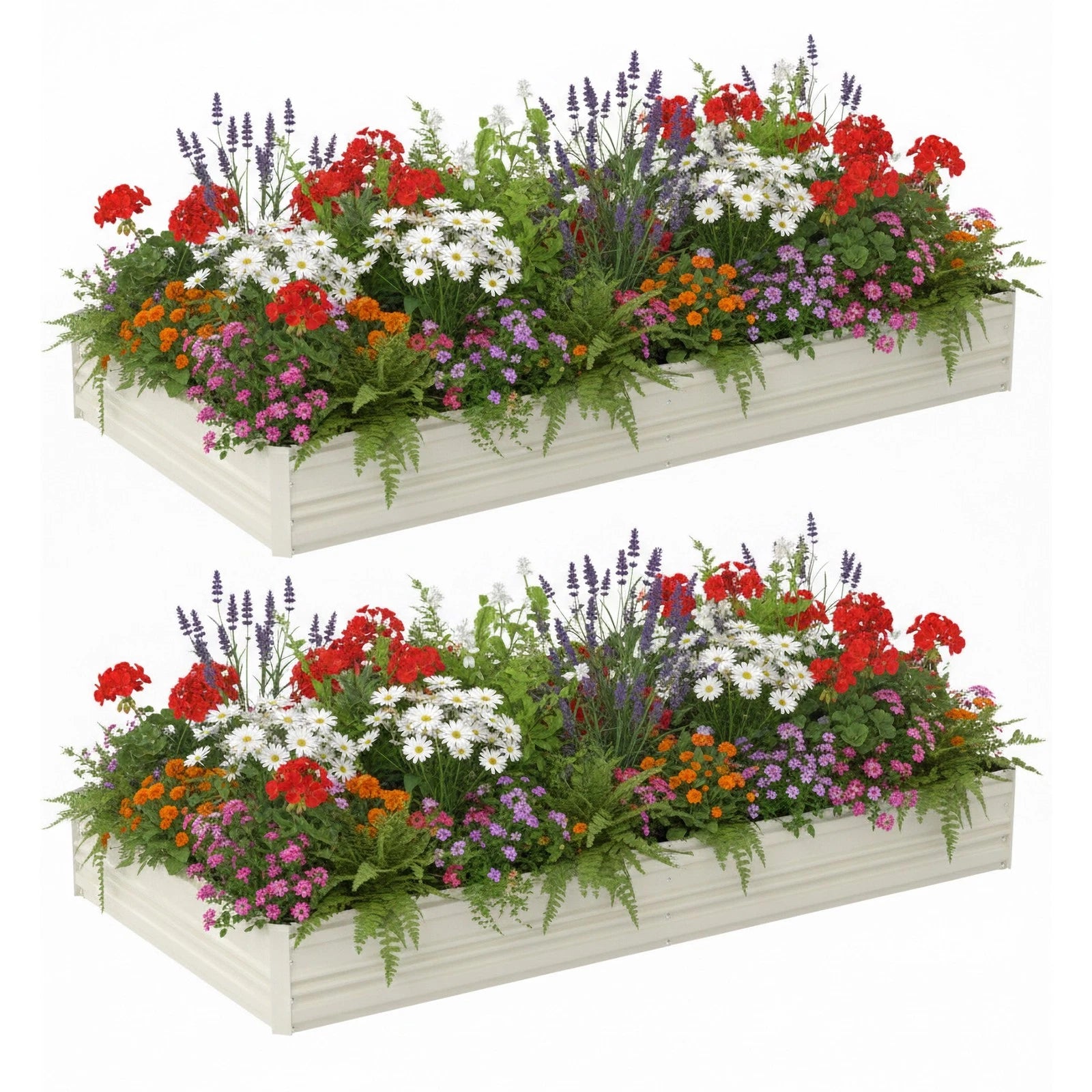 Workpro 2pk 7.5x4x1ft Outdoor Galvanized Raised Garden Bed Planter