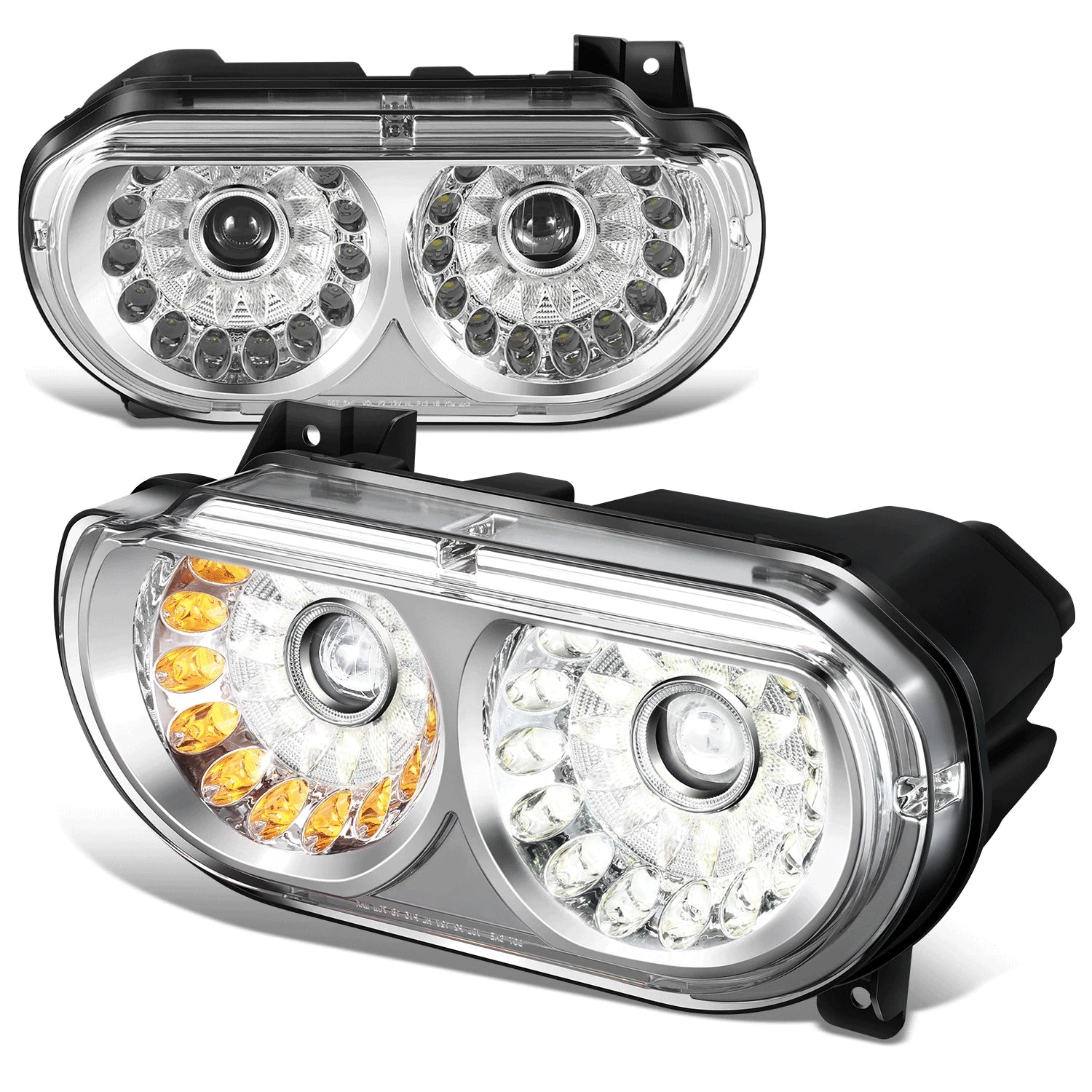 Fit 08-14 Dodge Challenger Chrome Housing Amber | Built Supply Co