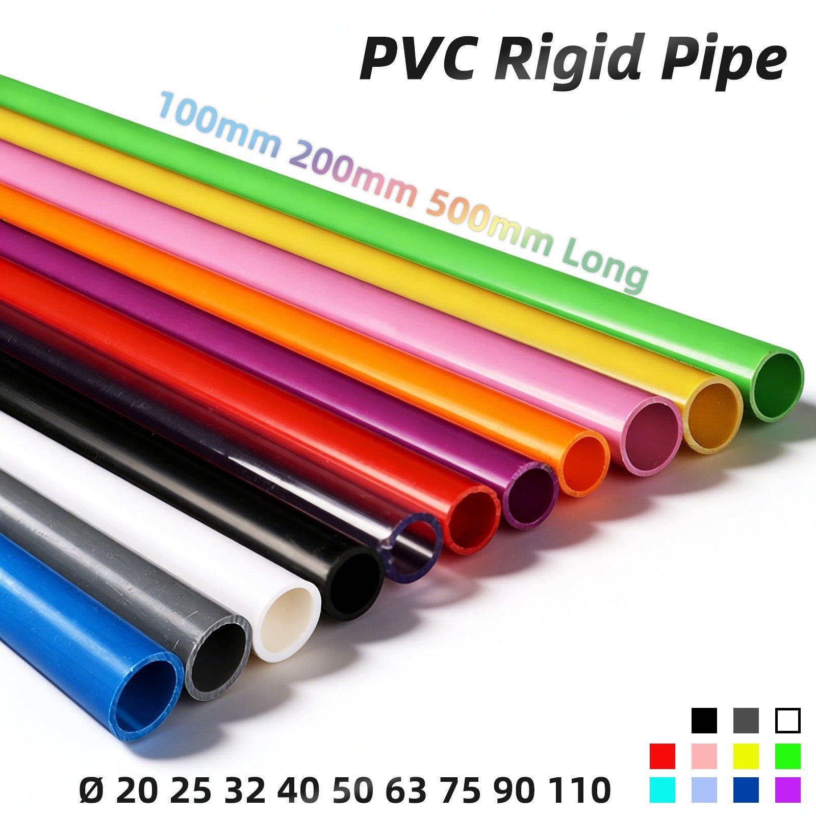 Ø20-110mm PVC Pipe Round Tube Solvent Weld Plumbing Aqu