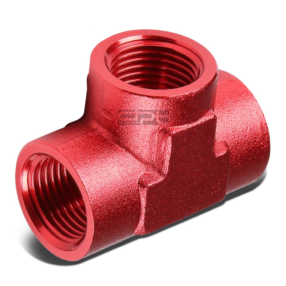Female 1/8" NPT Pipe Piping Red Anodized Finish Aluminum Tee Fitting