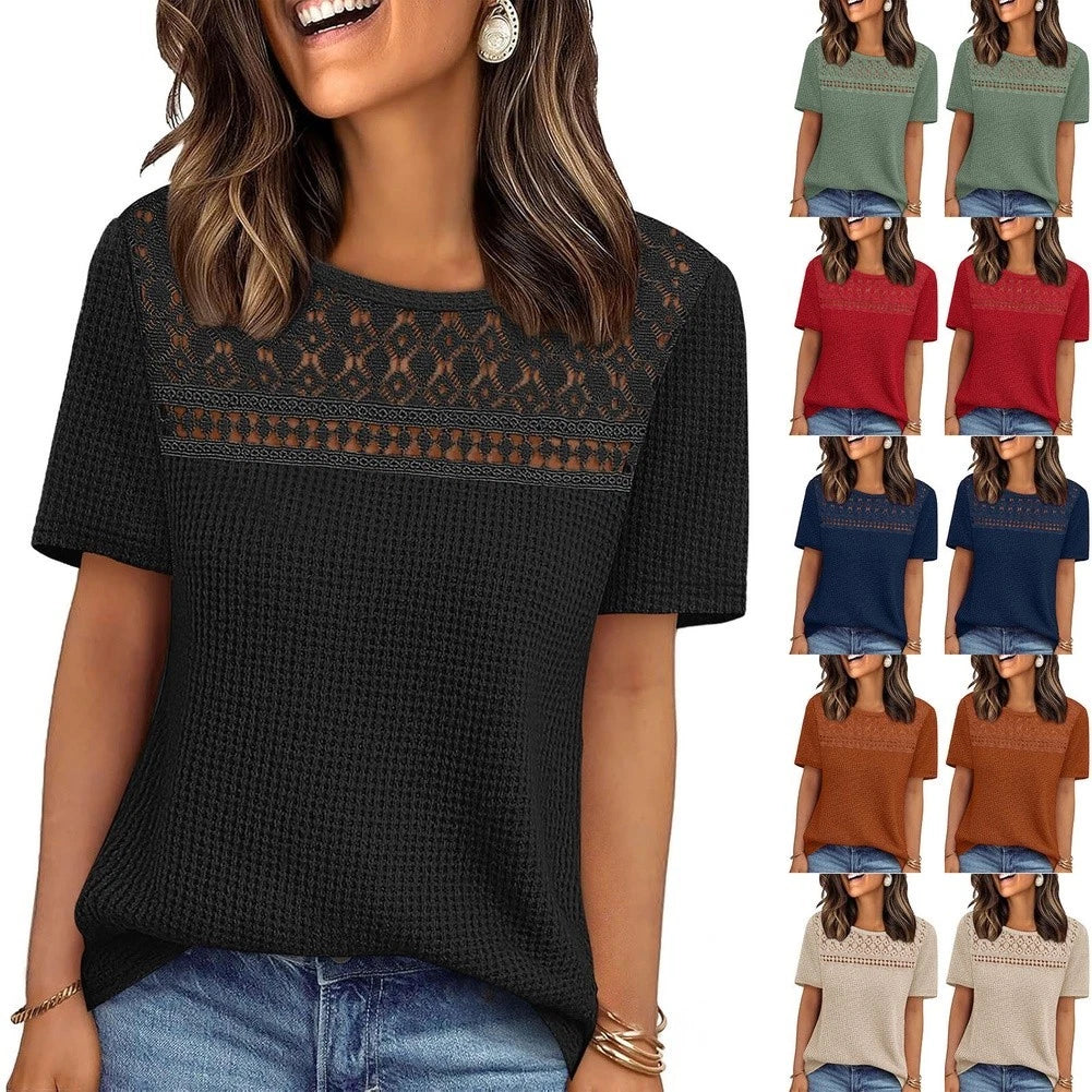 Womens Summer Tops Round Neck Shirts For Summer Fashion Fashion