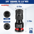WORKPRO 3/8" Square to 1/4" Hex Quick Release Impact Socket 