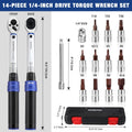 WORKPRO 1/4" Drive Click Torque Wrench Dual-Range 14PCS Inch Pound Torque Wrench