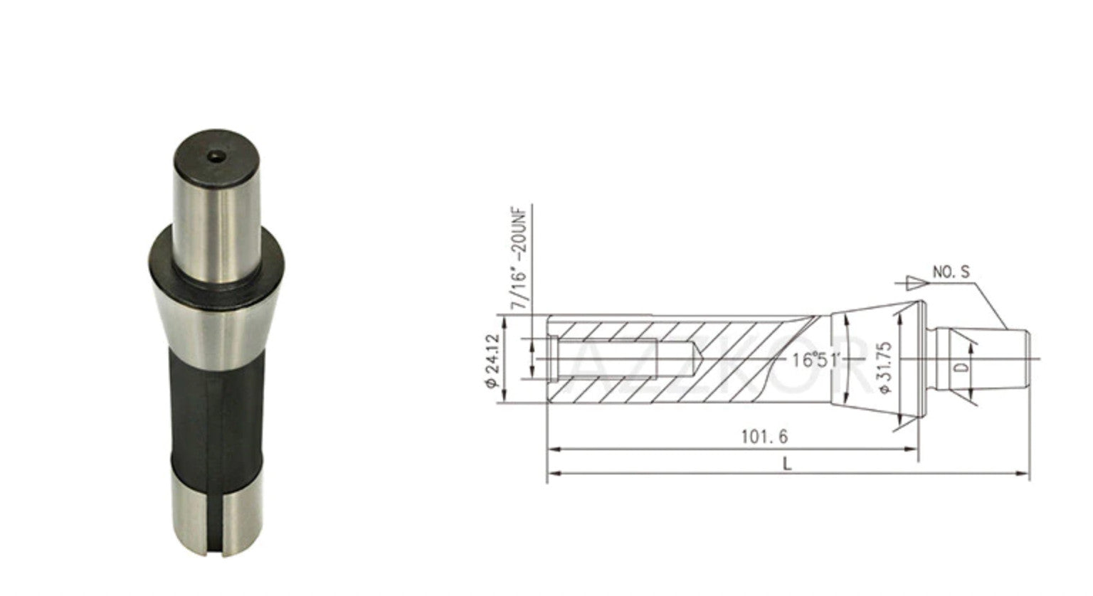 7/16 R8 B22 Drill Chuck Arbor Usa