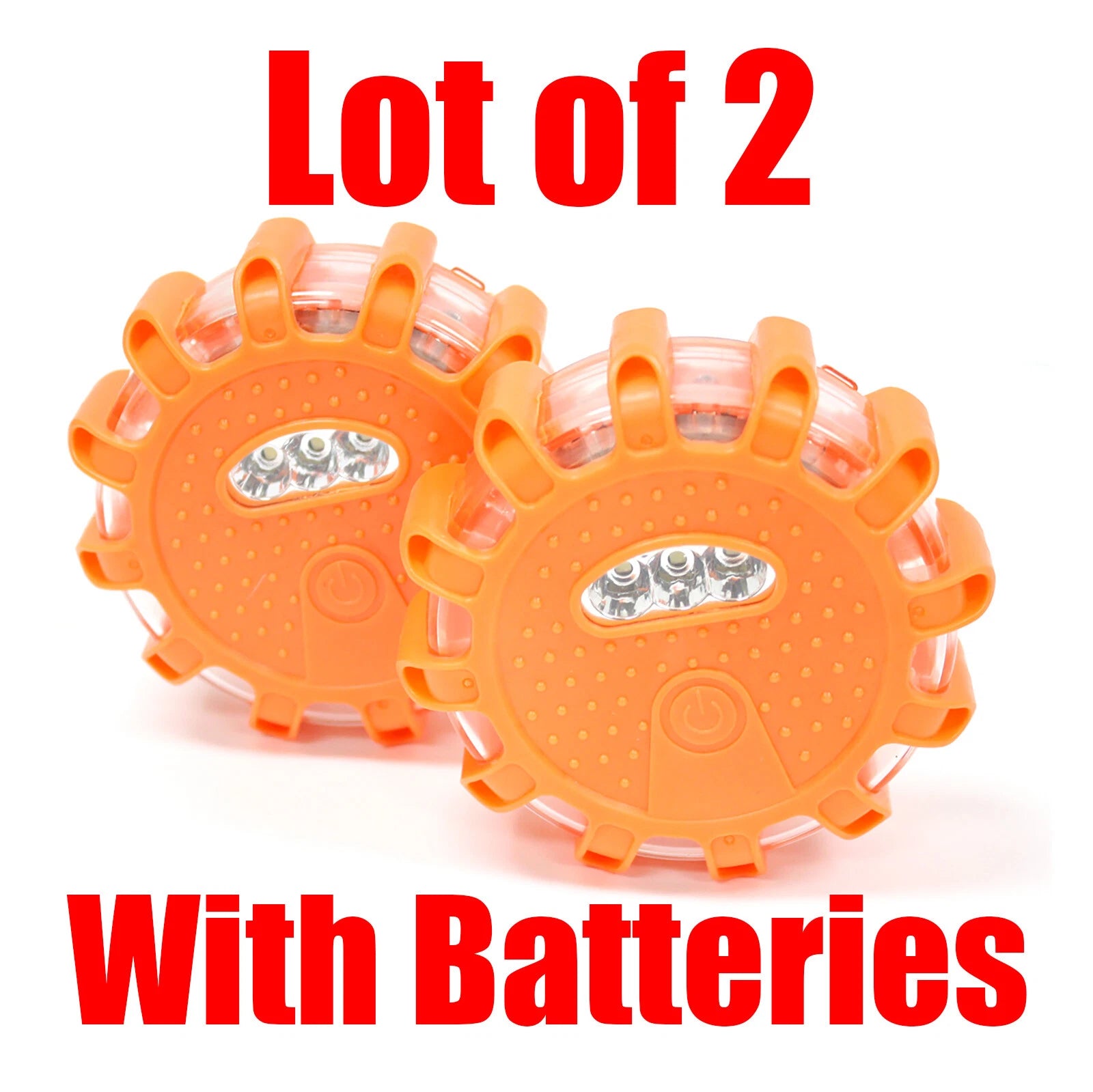 Lot 2 Led Safety Flare Emergency Warning Disc Light Roadside Beacon