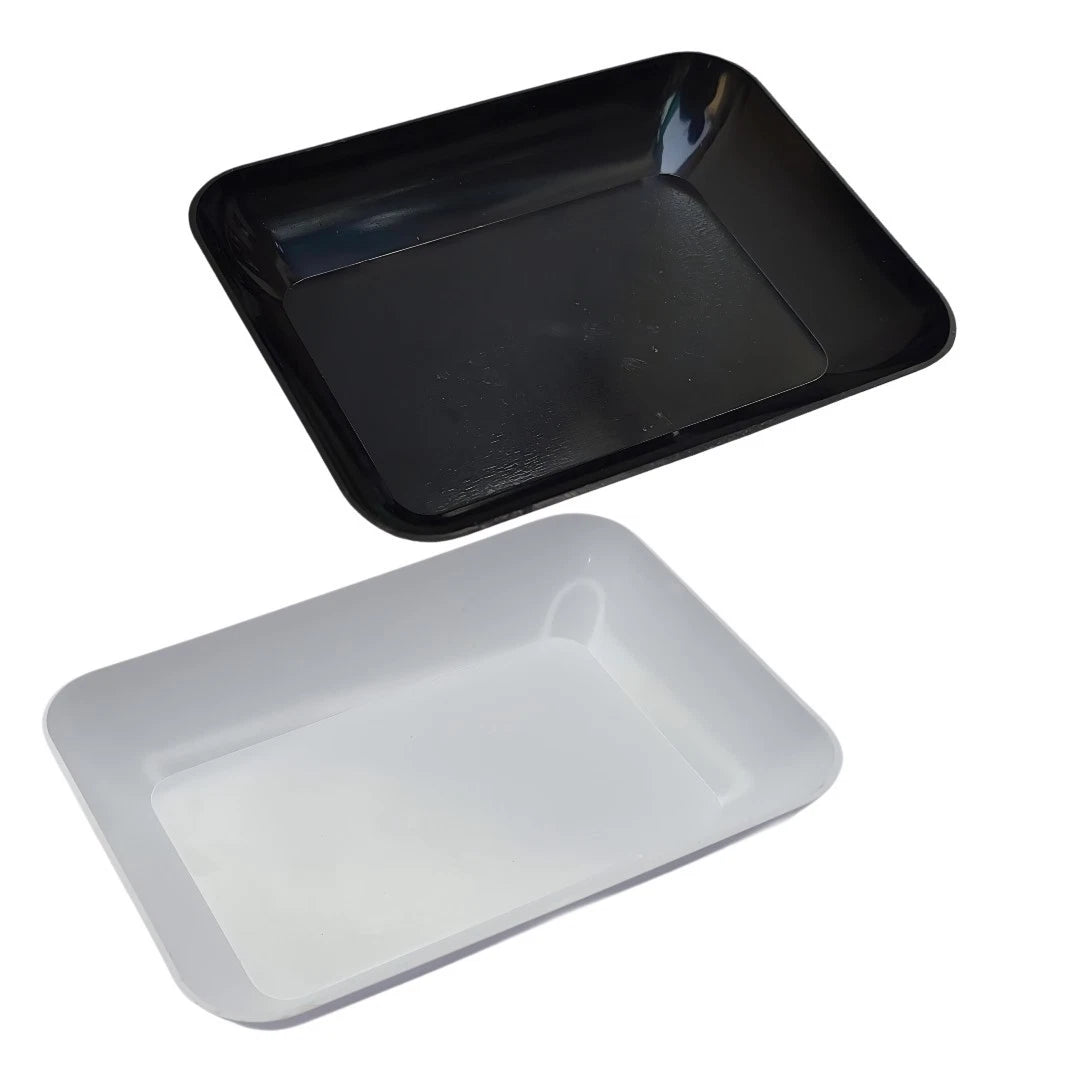 Set Of 2 Plastic Sorting Trays Black & White Rectangular Jewelry