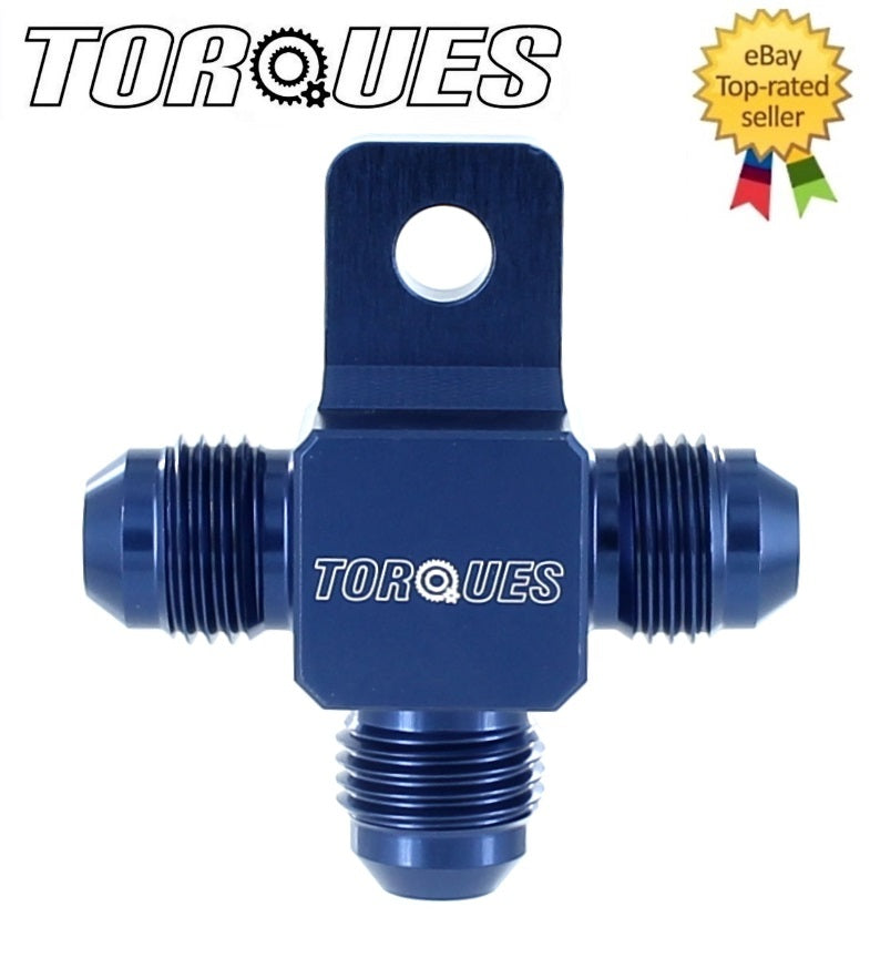 An -6 (an6 Jic -6) Flare Tree T Piece Adapter with Lug Fitting in Blue