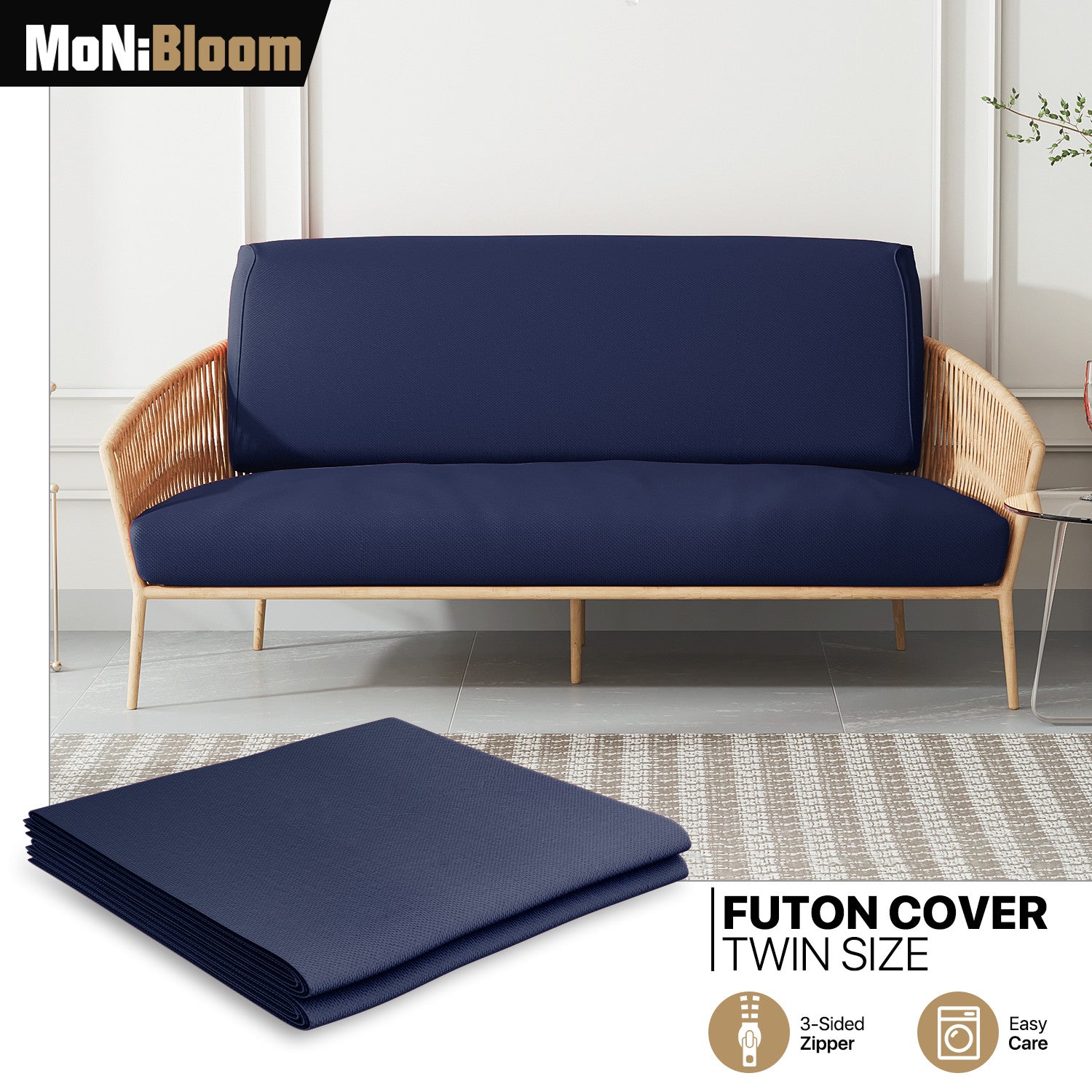 Twin Size Navy Blue Futon Cover