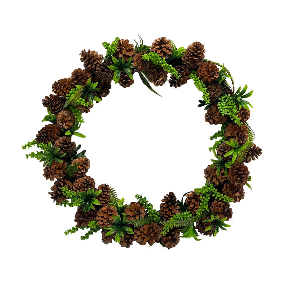 20" Hand Crafted Needle Pine Cone Artificial Christmas Wreath Home