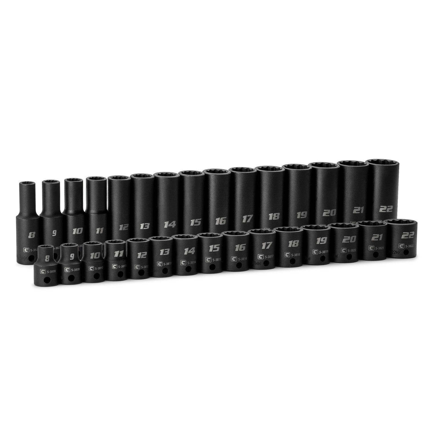Capri Tools 3/8-Drive Shallow/Deep Impact Socket Set 12-Point Metric 30Pc by Capri Tools