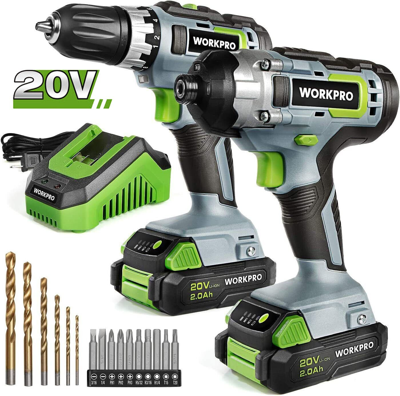 WORKPRO 20V Cordless Drill Combo Kit by WORKPRO