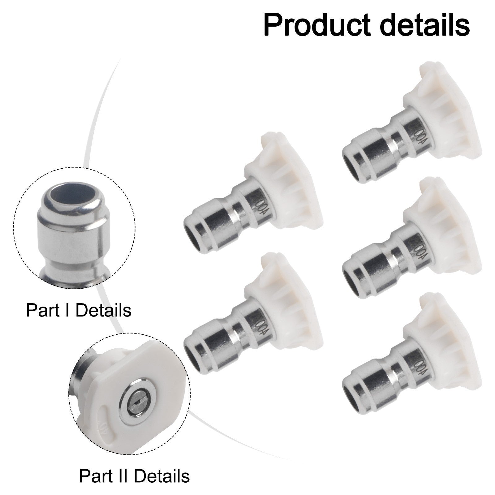 Spray Nozzles White Tip Tips 1/4 Quick White 40 Degree 5pcs ConnectionOpens in a