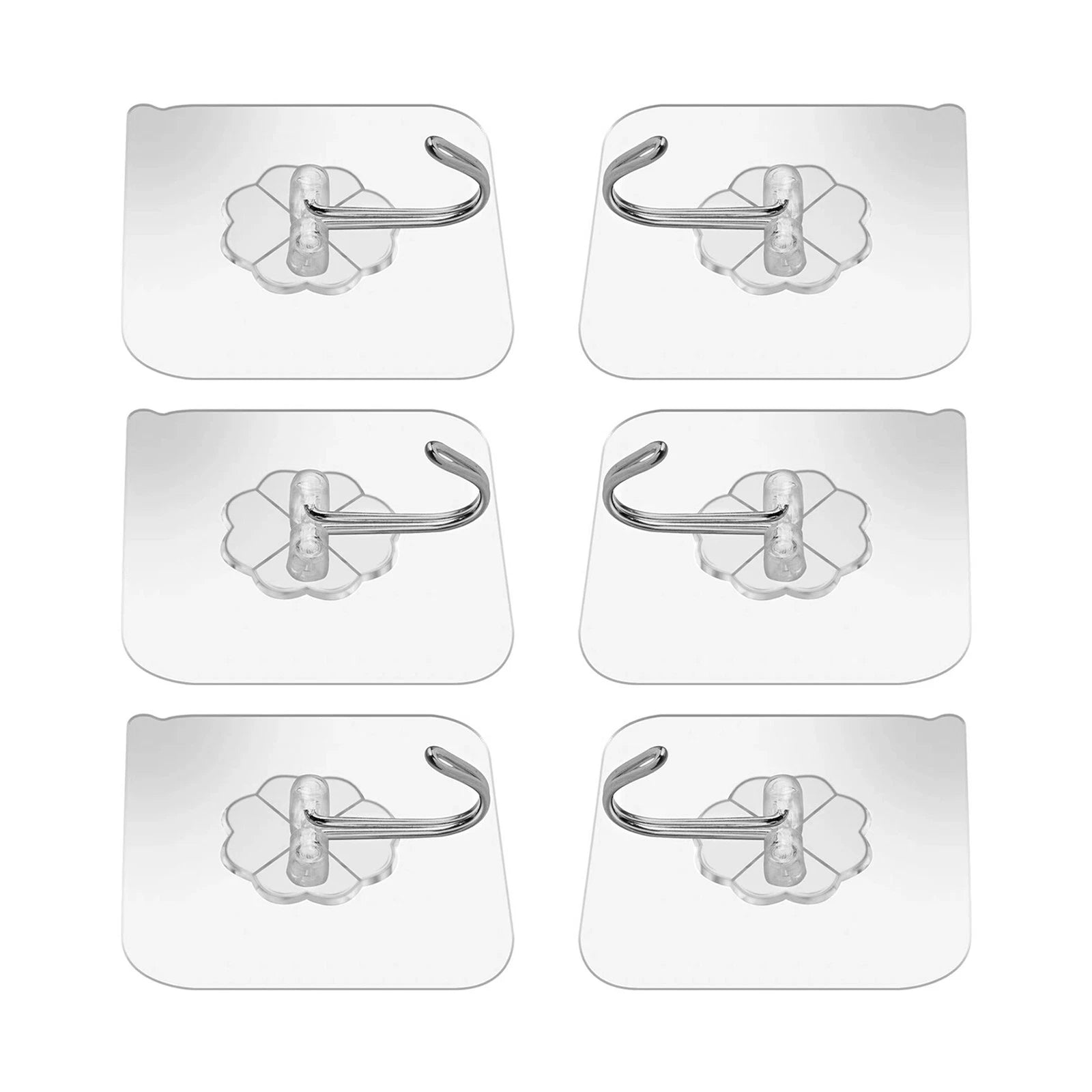 6 Pack Waterproof Wall Hooks Strong Transparent Suction Cup Hanger