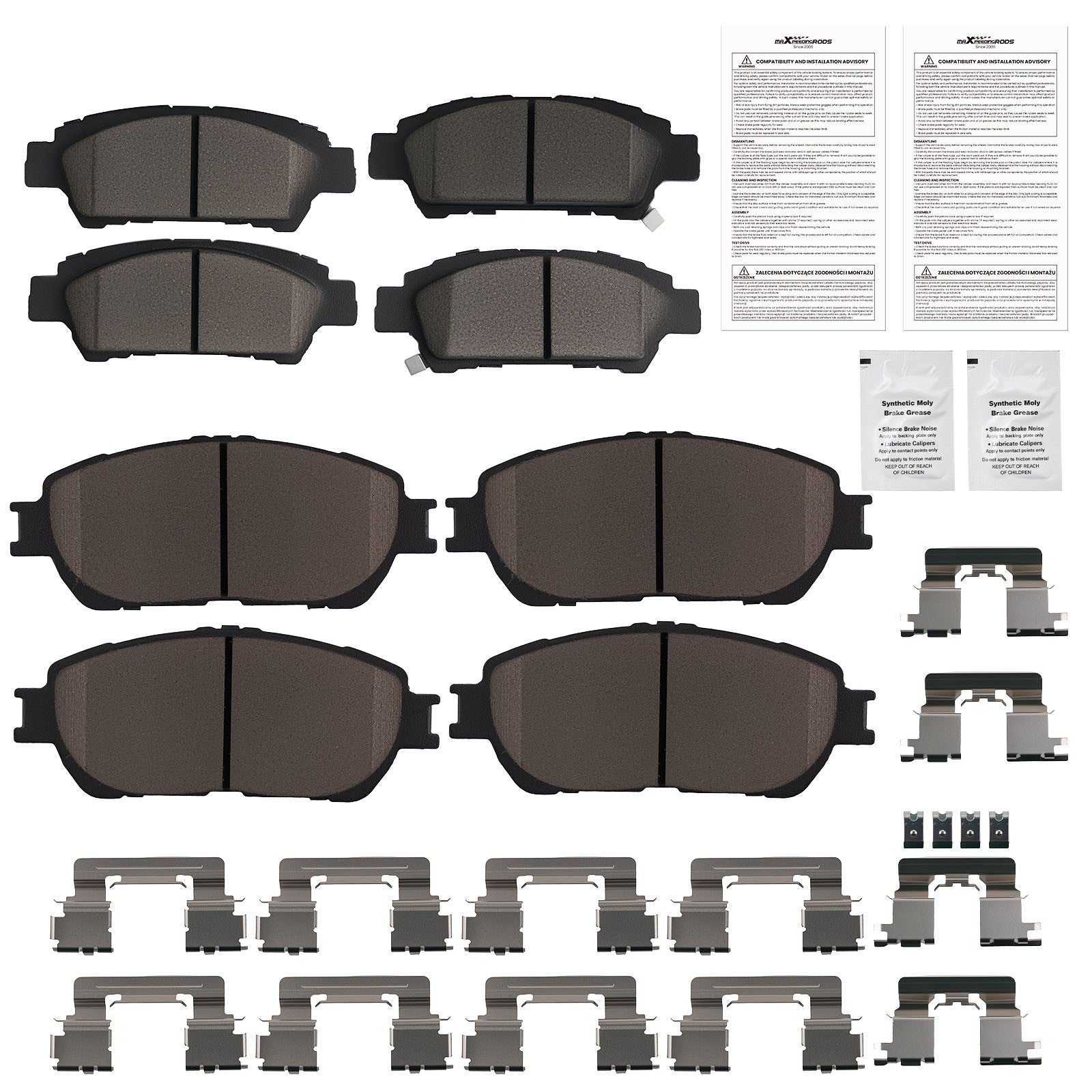 8x Front Rear Brake Ceramic Pads Kit for Toyota Sienna 2004-2010