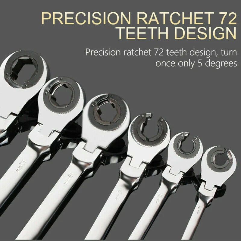 Ratcheting Tubing Wrench Metric Flex Head Open End 72-tooth Car
