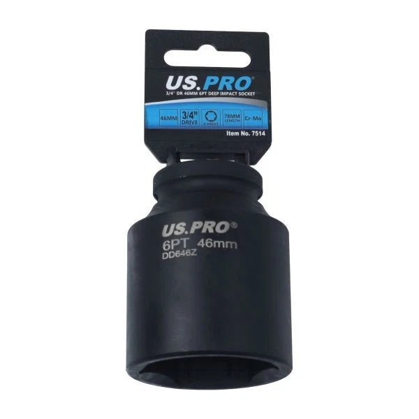 Us Pro 3/4" Drive 46mm Deep Impact Socket 6pt Euro Heavy Duty 78mm