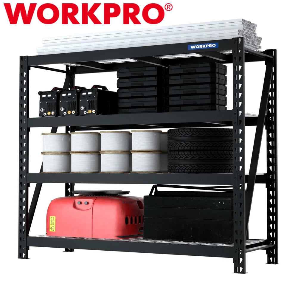 Workpro 68" 4-tier Metal Garage Shelving Units | Built Supply Co
