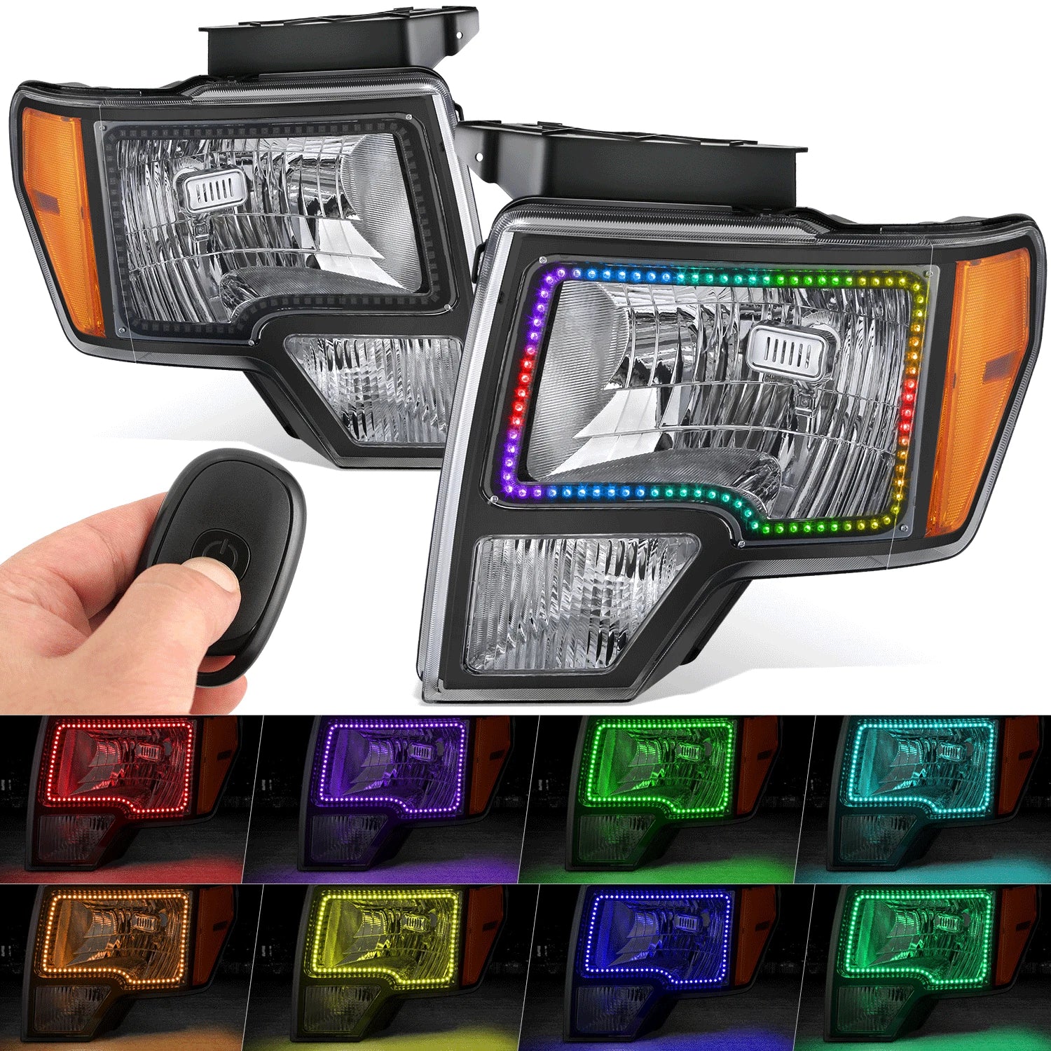 Fit 09-14 Ford F-150 Black Housing Amber Corner Led | Built Supply Co