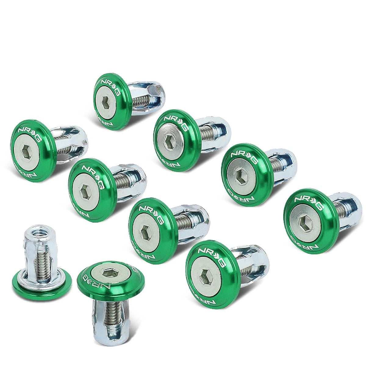 Nrg Innovations Fw-100gn Fender Washer Dress Up Kit Green W/rivnut