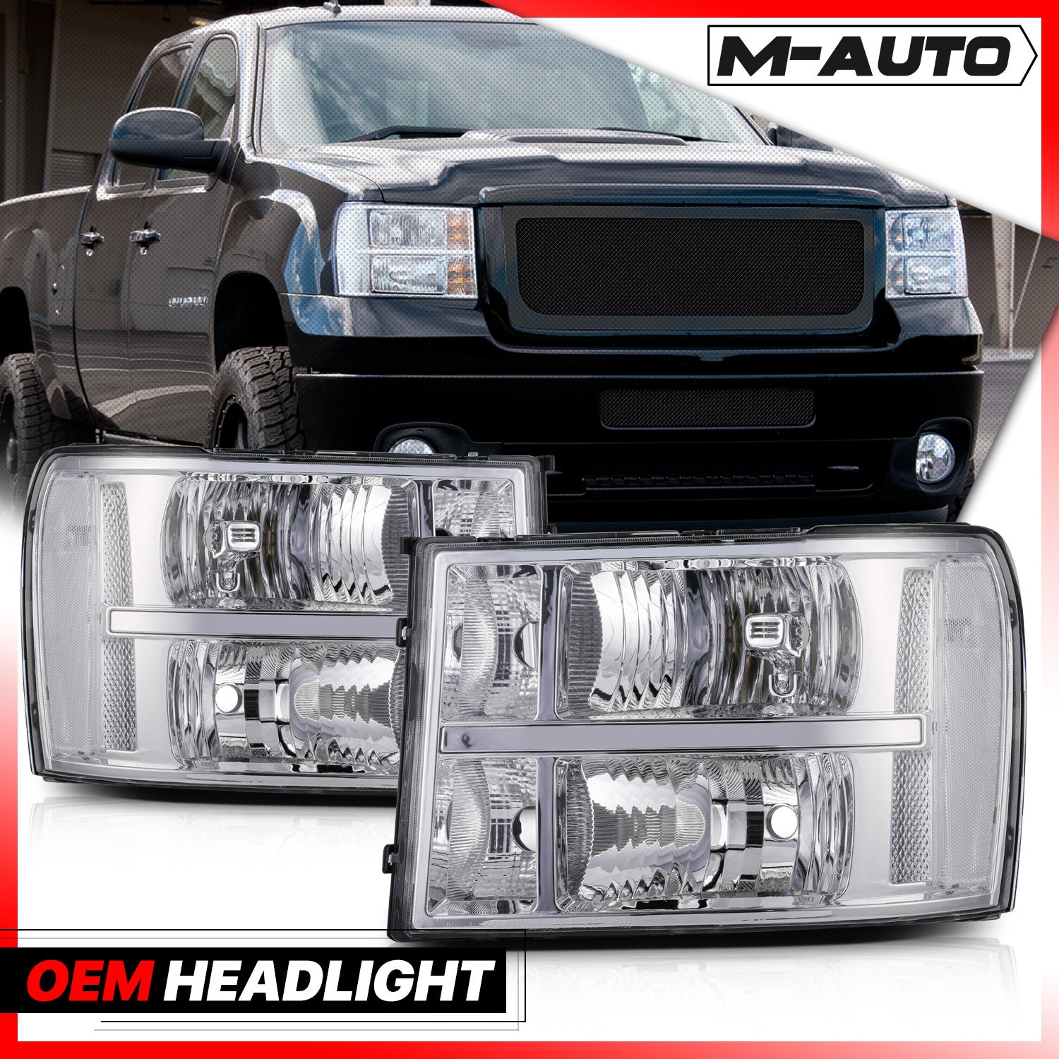 Left+Right Headlight Lamp for 2007-2014 GMC Sierra