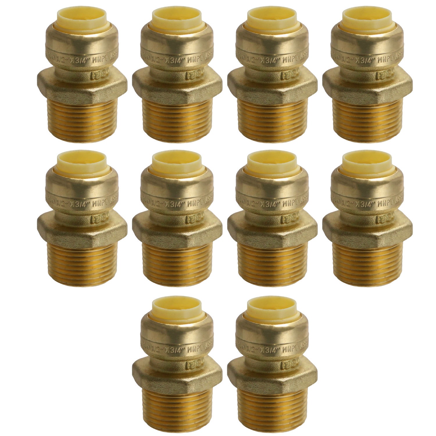 XFITTING 1/2" Push Fit NPT Adapter 10 Pack