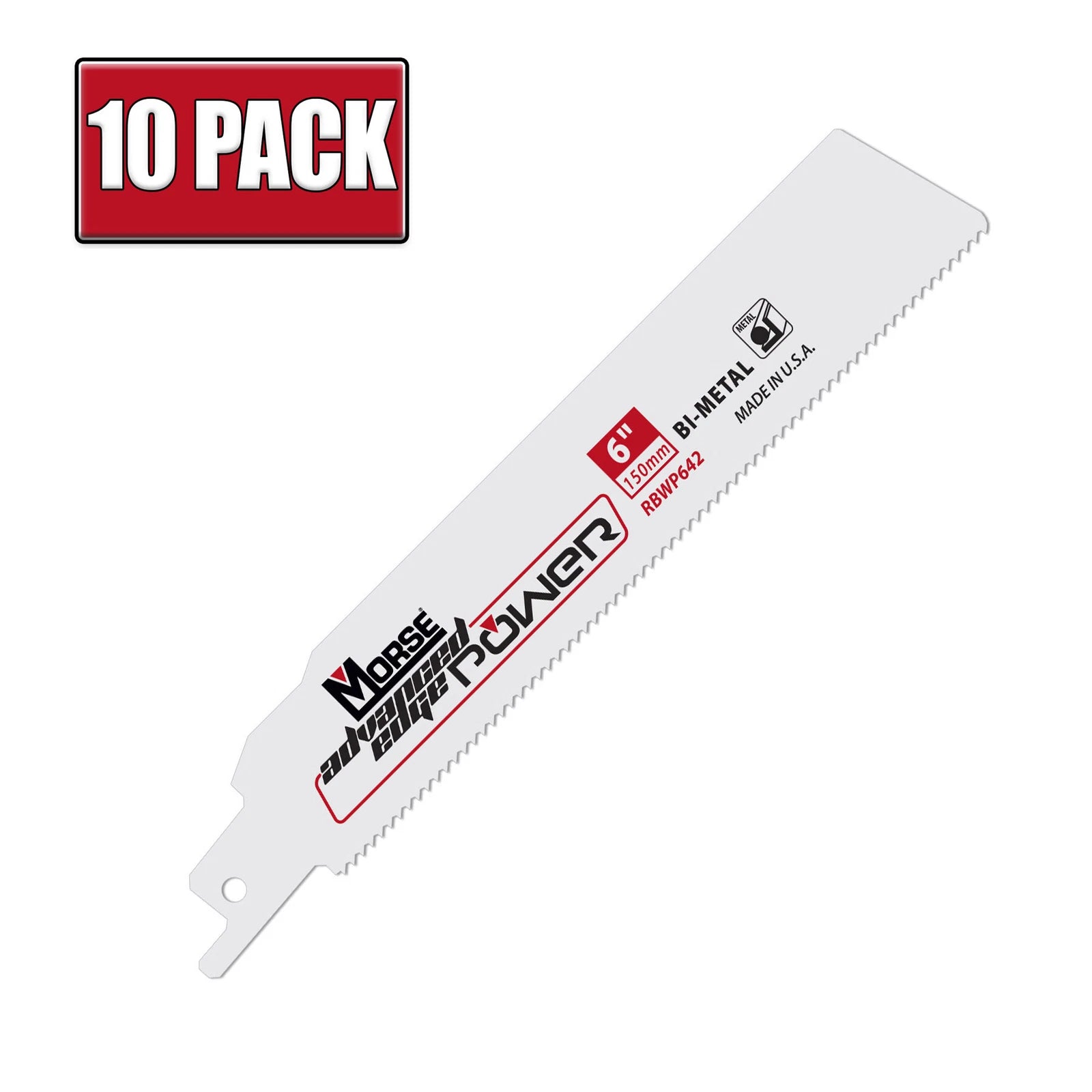 6" x .042" 14 TPI Morse Advanced Edge Bi-Metal Reciprocating Saw Blade - 10 Pack