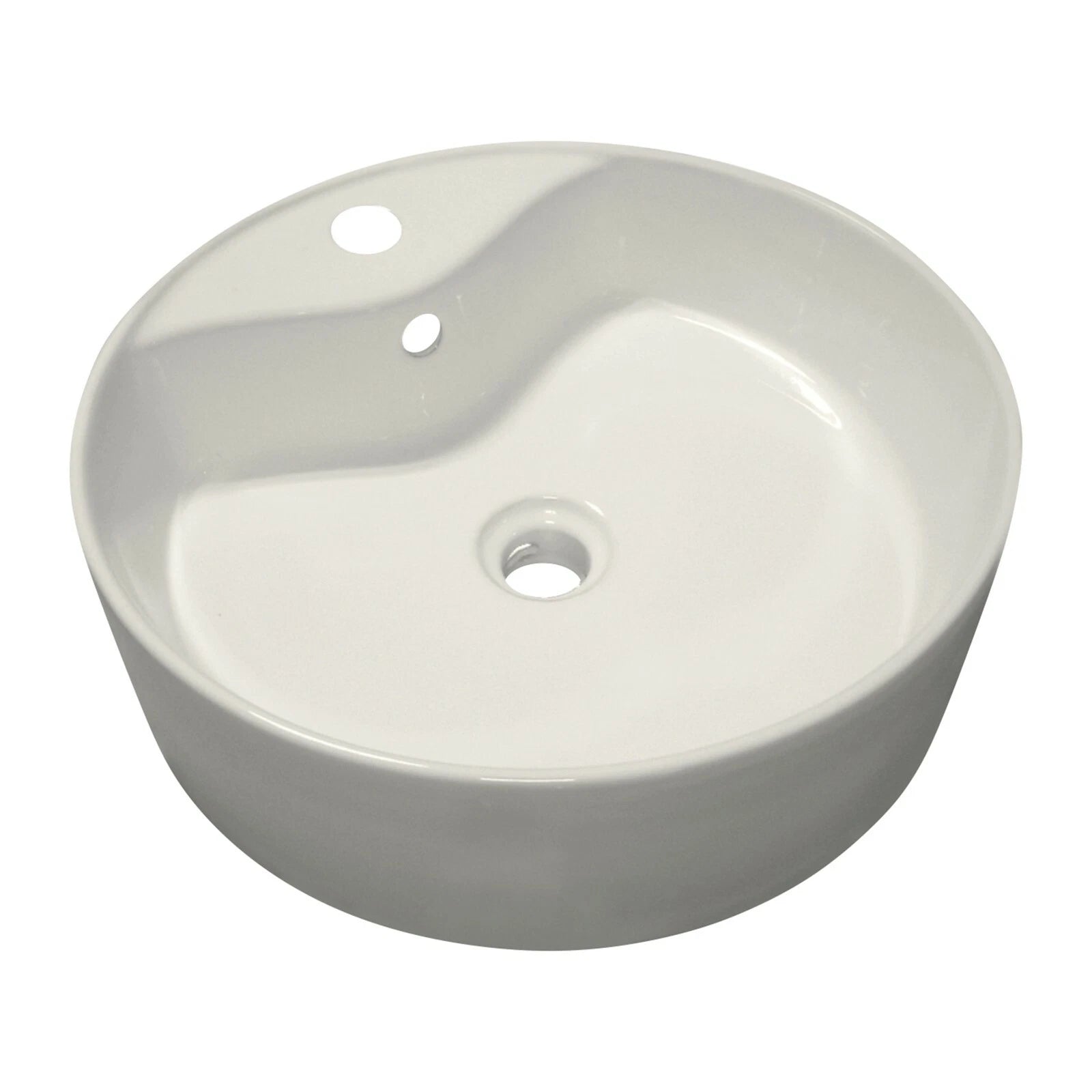 Rok Lagoon Round Shaped Vessel Bathroom Sink 18-1/8" X 18-3/8" Ivory