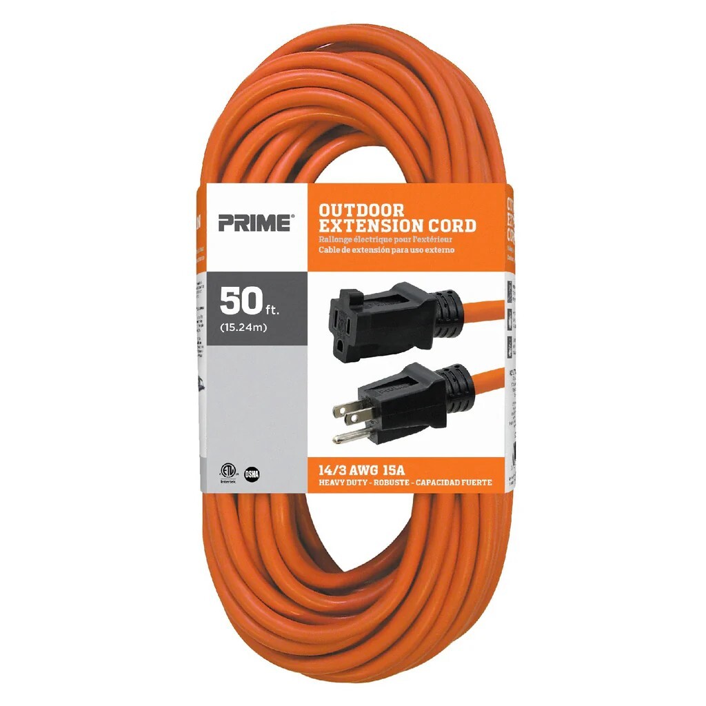 Prime 50ft Extension Cord 14 Gauge AWG 14/3