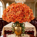 16 Bundles Orange Artificial Mums Silk Flowers For Garden And Home