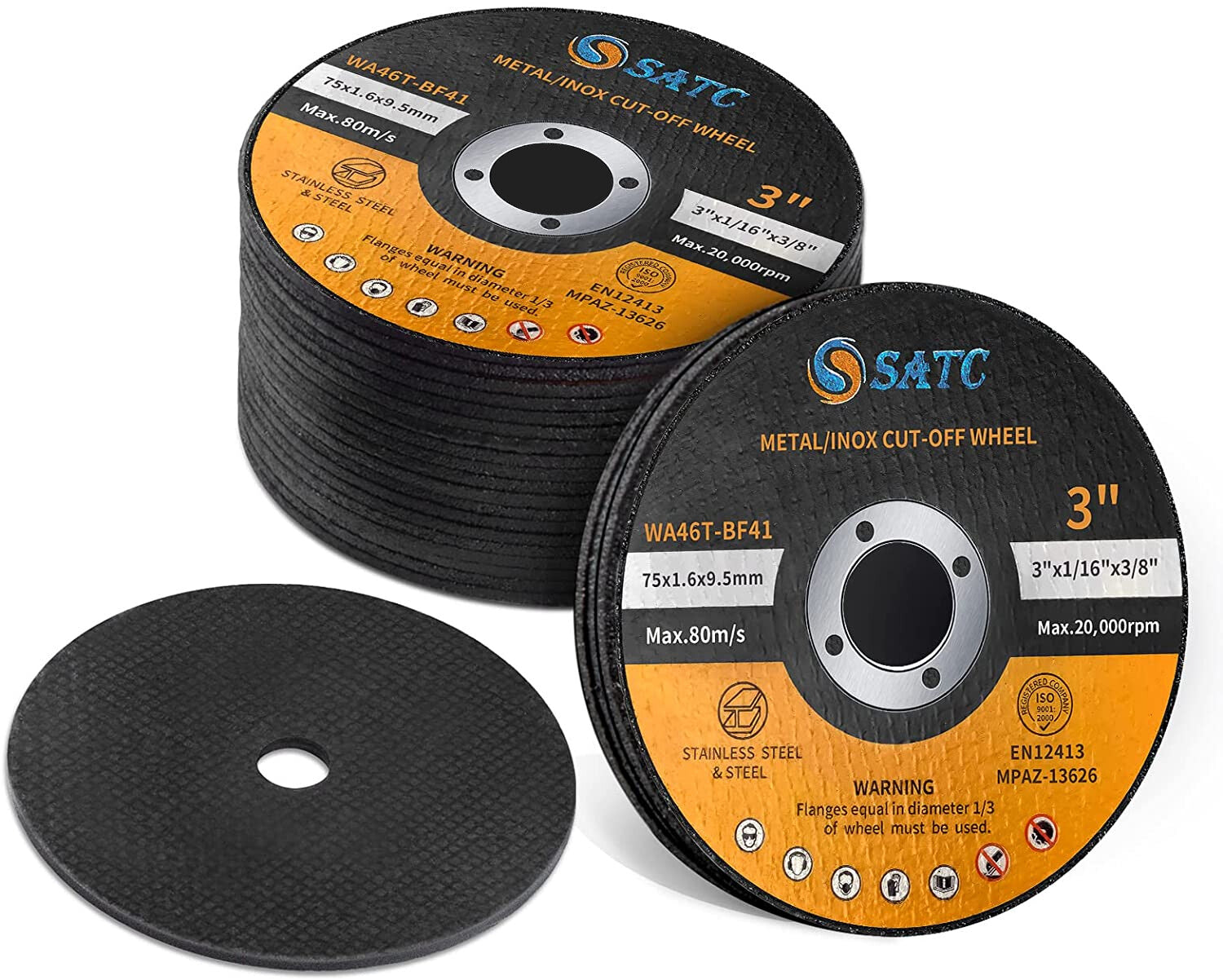 25PCS 3 inch Cut Off Wheels 3/8" Arbor Die Grinder Metal Cutting Disc