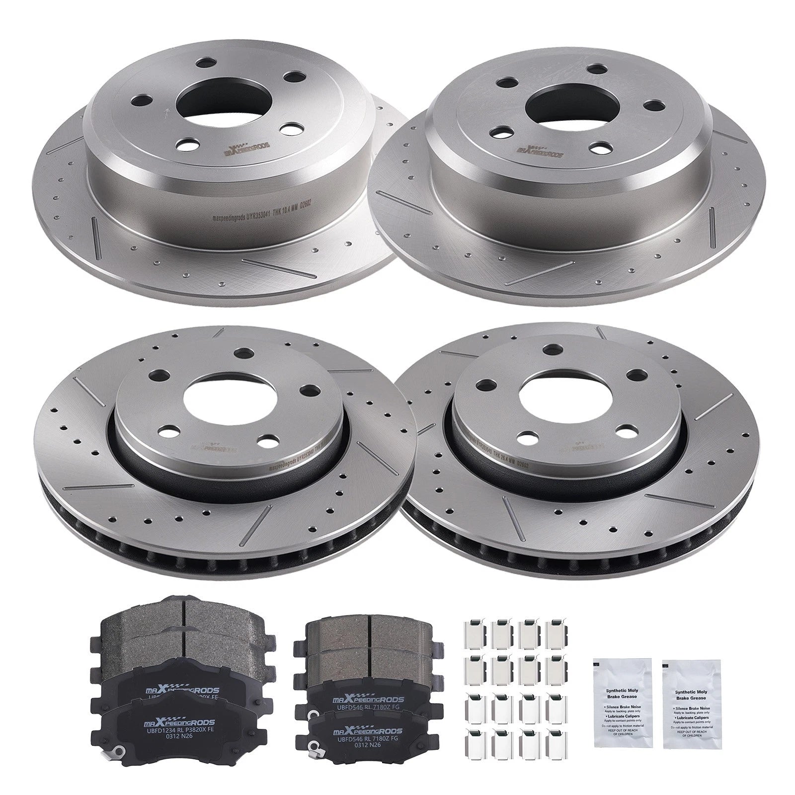Front Rear Brake Rotors Ceramic Pads Set for Jeep Wrangler 2007-2017 S53041