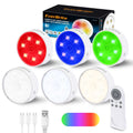 EverBrite 6PACK Puck Lights Sensor Under Cabinet Light 10 RGB Color