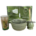 Complete Green Matcha Set Five Pieces Bowl Whisk Scoop Sifter And