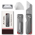 Flissa Titanium Folding Utility Knife Cnc Unibody Quick Change Blade