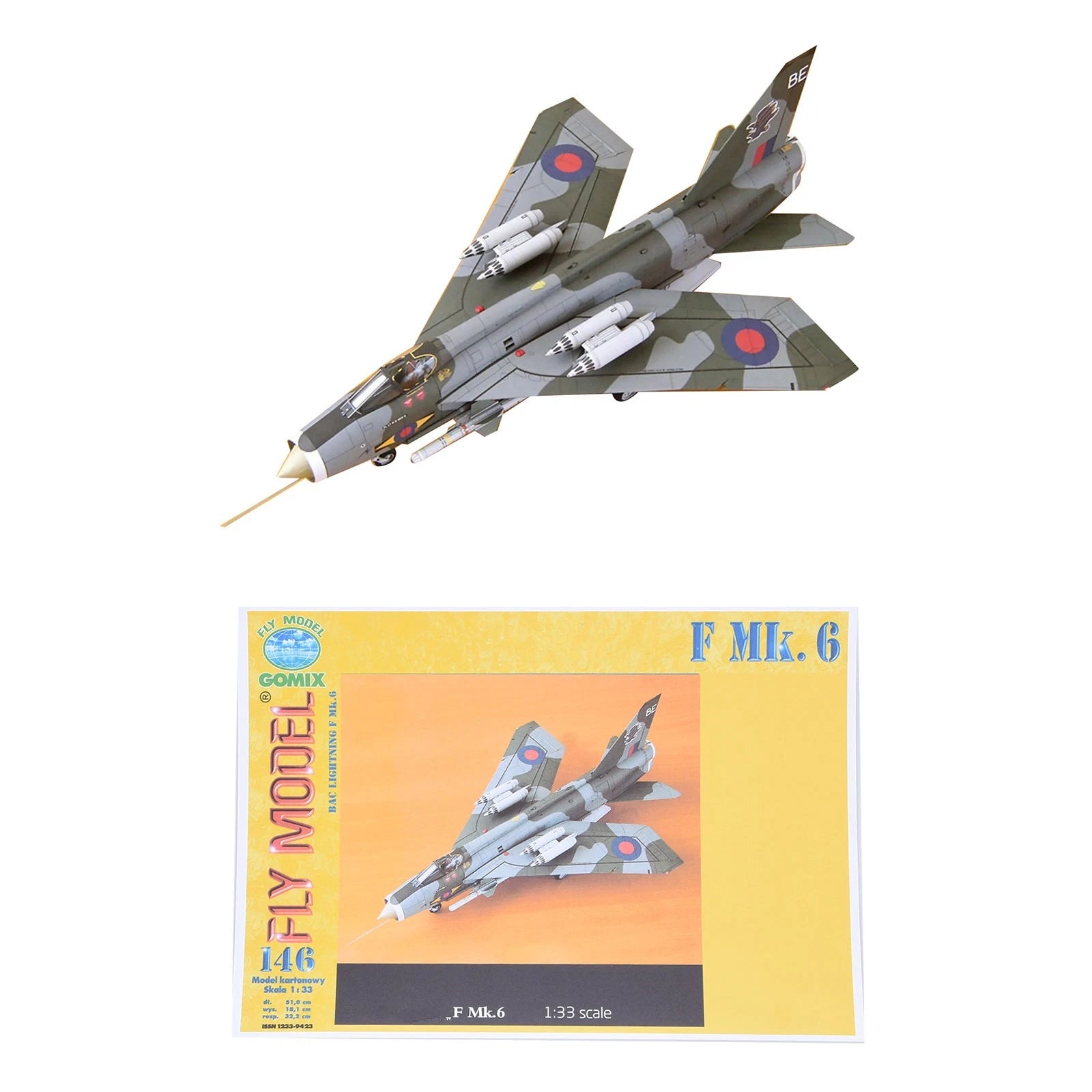1/33 Scale British F Mk.6 Fighter Paper Model Military Plane Puzzle