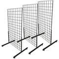 Set Of Gloss Black Gridwall Panel T-leg Floor Stand Display Hanging