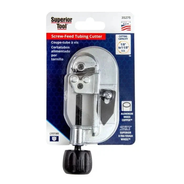 Superior Tool Tube Cutter 1/8-1-1/8" Od 35275 Screw Feed Aluminum,
